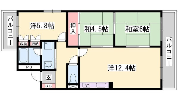 サニーハイツ嵐山の物件間取画像